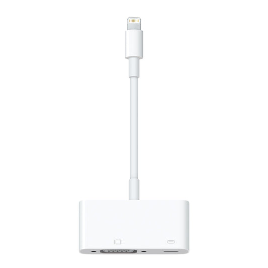 Der Apple Lightning auf VGA Adapter von Apple verfügt über einen Lightning-Anschluss und einen VGA-Anschluss sowie einen zusätzlichen Lightning-Anschluss und ist damit perfekt für die Videospiegelung von Ihrem iPad mit Retina Display geeignet.