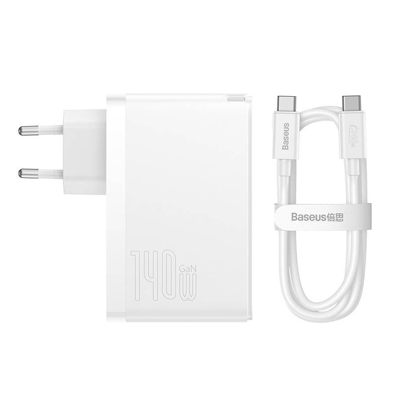Baseus GaN5 Pro 140W Netzteil mit 2x USB-C und USB-A Anschluss inklusive 1m USB-C auf USB-C Kabel