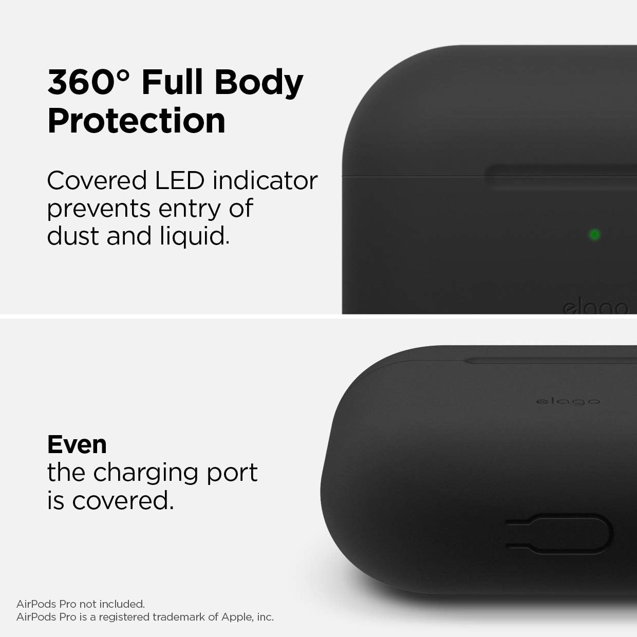 ELAGO Airpods PRO 2 Protective Silicone Case Black