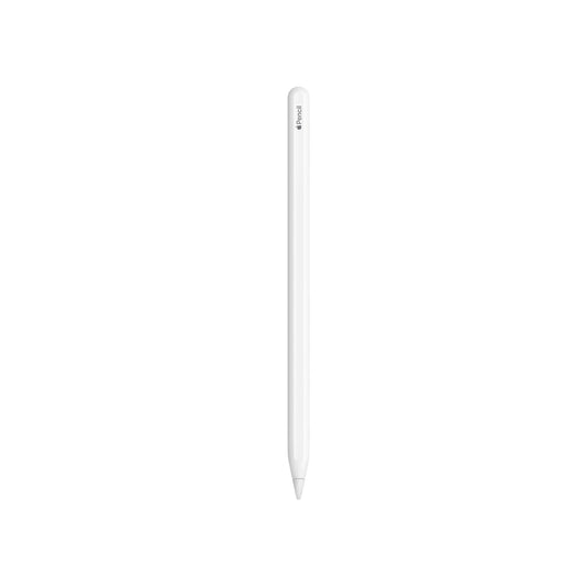 Der Apple Pencil (2. Generation) von Apple steht aufrecht auf einem schlichten weißen Hintergrund und trägt den Schriftzug "Apple" in der Nähe seiner Oberseite - er wurde für das iPad Pro entwickelt und unterstützt kabelloses Laden.