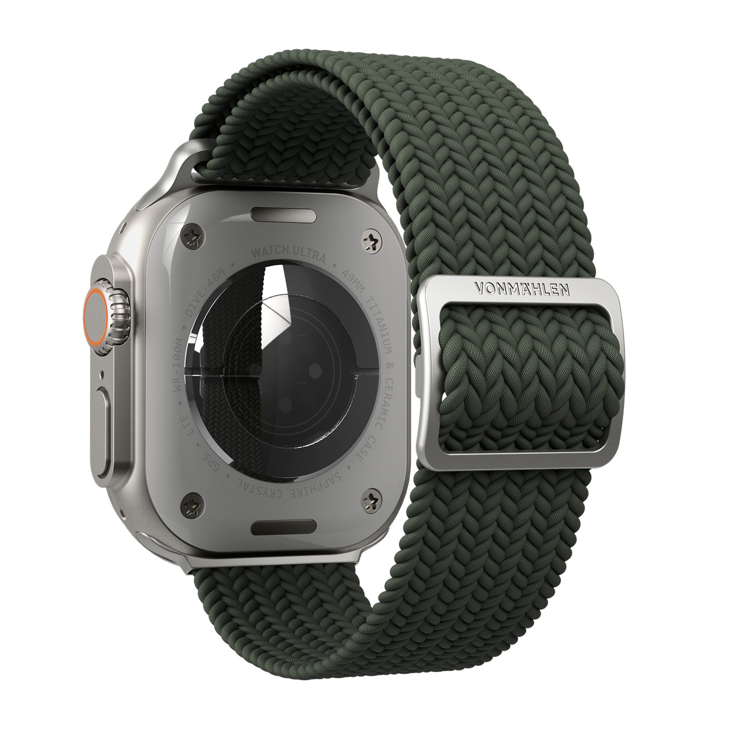 Vonmählen Woven-Armband für Apple Watch (42 / 44 / 45 / 49 mm), olivgrün