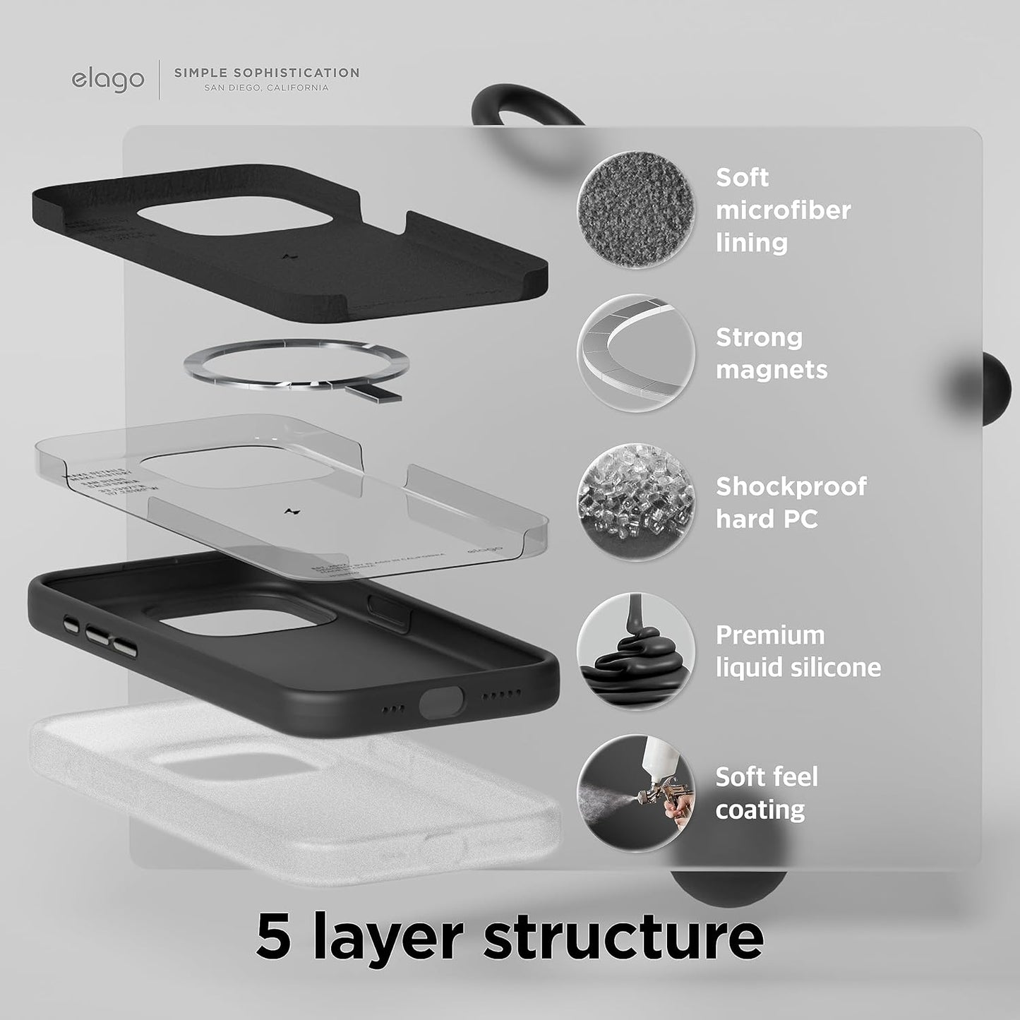 Elago MAGNETIC SILICONE CASE for iPhone 16e (2025) - Black