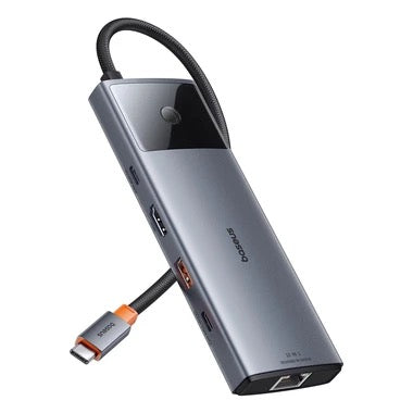 Baseus HUB 11in1 Baseus Metal Gleam Series USB-C to USB-C PD / USB-C / 3x USB-A / HDMI / AUX / RJ-45 / SD TF - gray