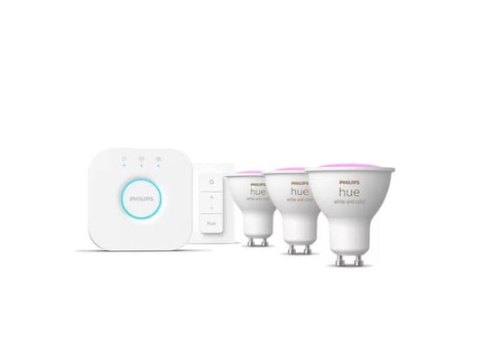 Philips Hue White & Col. Amb. GU10 Dreierpack Starterset inkl. Dimmschalter