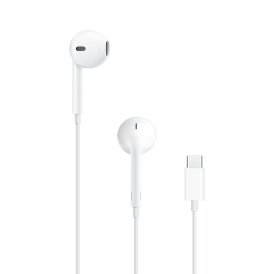 Apple EarPods (USB-C) kabelgebundene Ohrhörer mit Inline-Mikrofon und Fernbedienung sind auf einem schlichten hellen Hintergrund abgebildet.