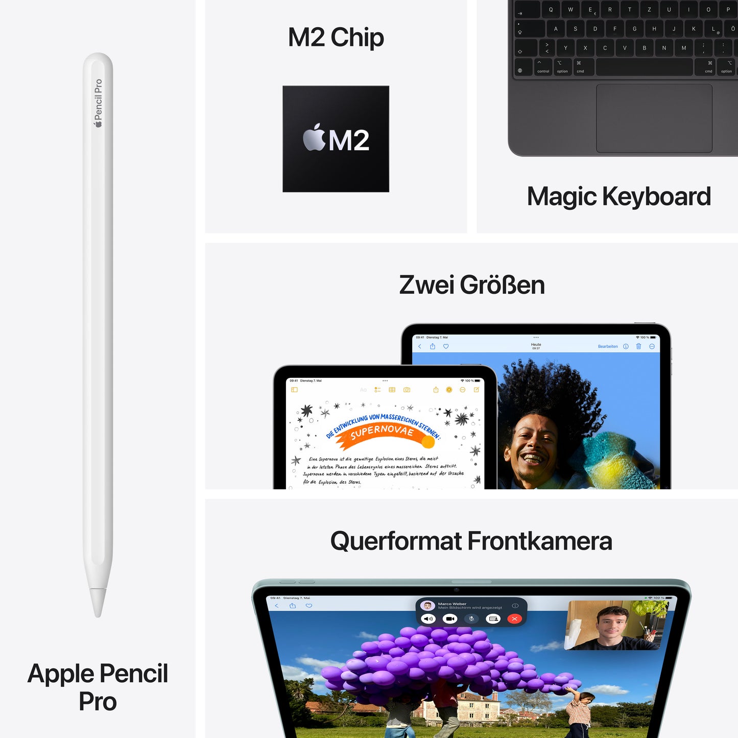 Apple iPad Air 11 Zoll Wi-Fi, 512GB, polarstern