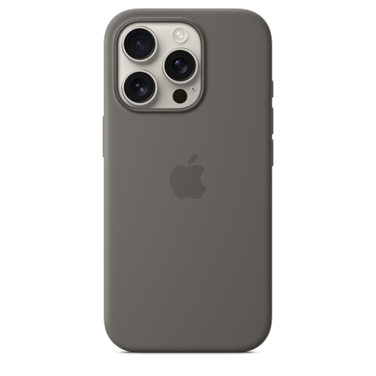 Apple iPhone 16 Pro Silikon Case mit MagSafe, steingrau