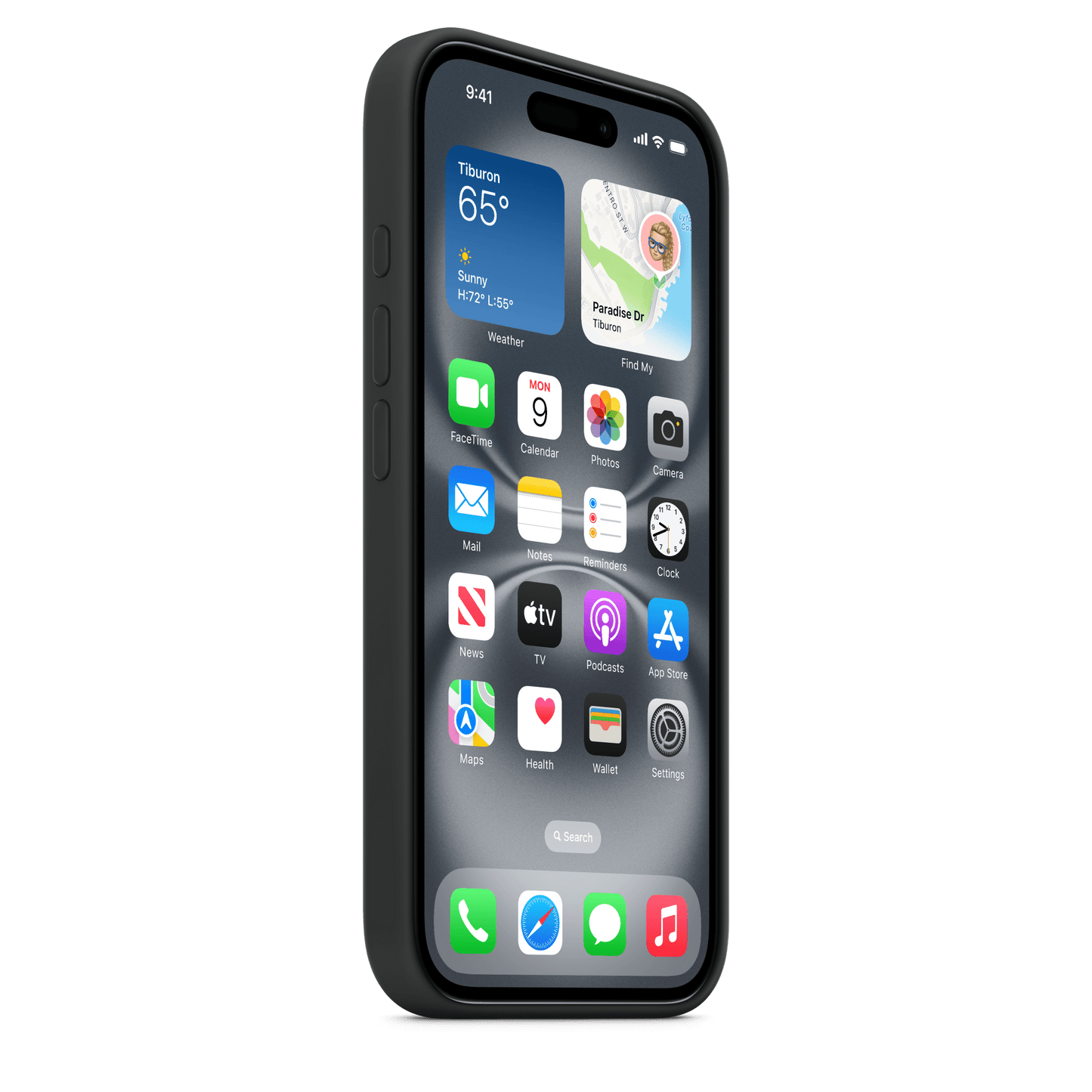 Apple iPhone 16 Silikon Case mit MagSafe, schwarz
