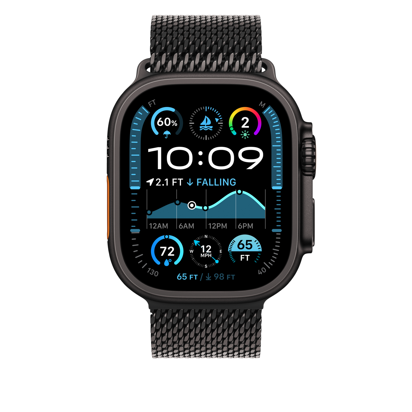 Apple Watch 49mm Milanaise Armband, Titan schwarz - medium