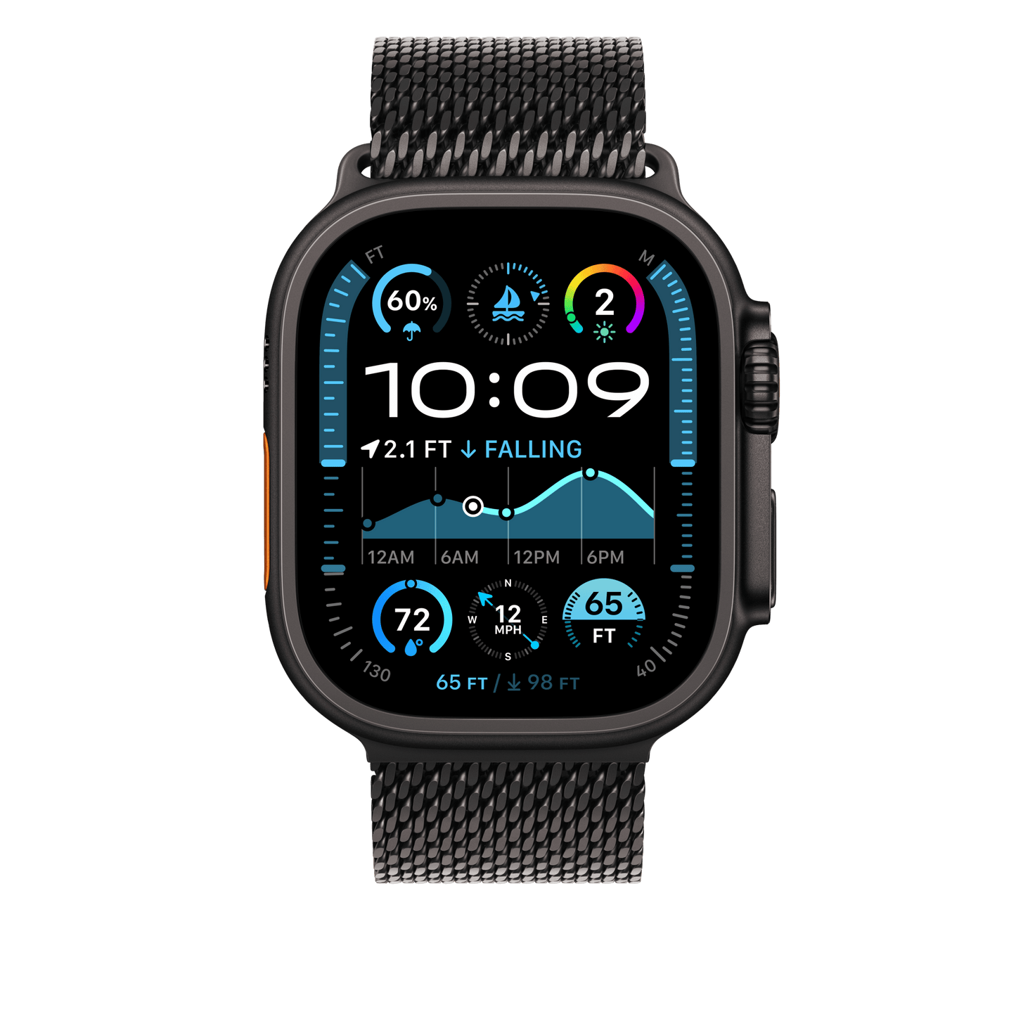 Apple Watch 49mm Milanaise Armband, Titan schwarz - medium