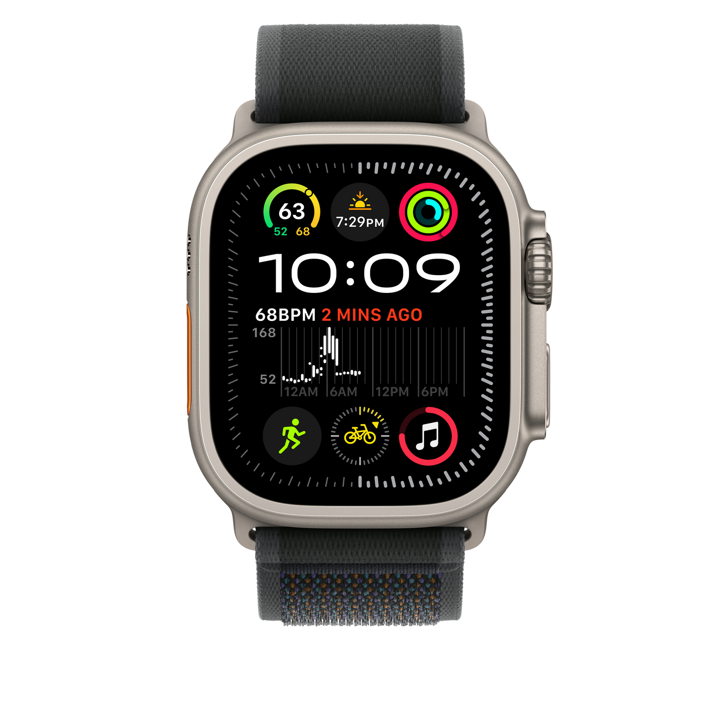 Apple Watch 49mm Trail-Loop, schwarz - M/L - Gehäusefarbe natur