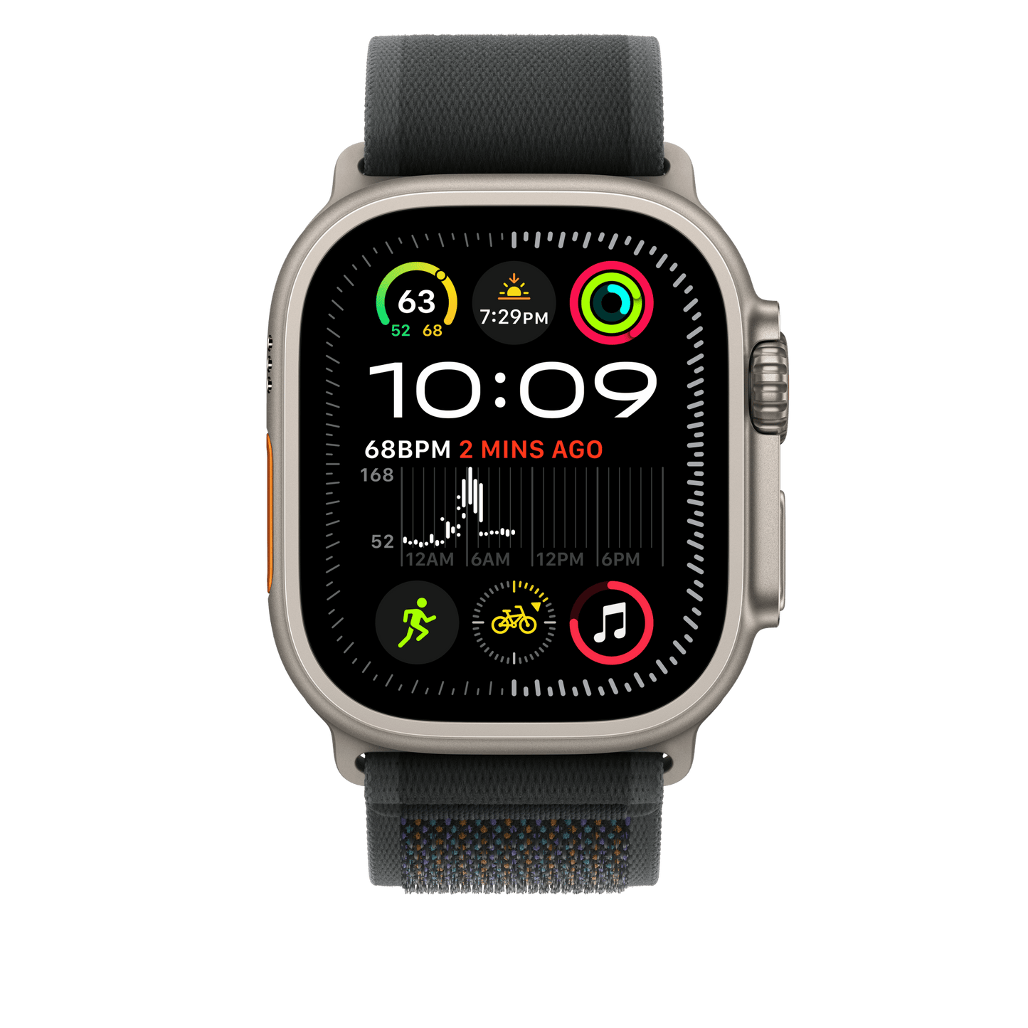 Apple Watch 49mm Trail-Loop, schwarz - S/M - Gehäusefarbe natur