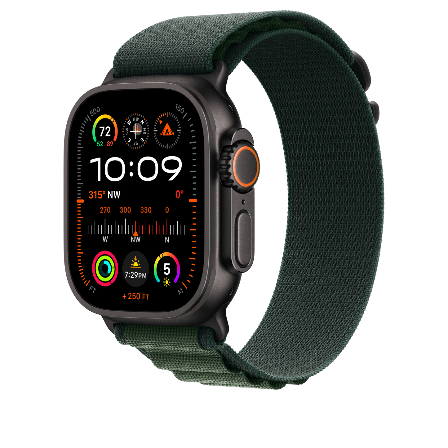 Apple Watch 49mm Alpin-Loop, dunkelgrün - small - Gehäusefarbe schwarz