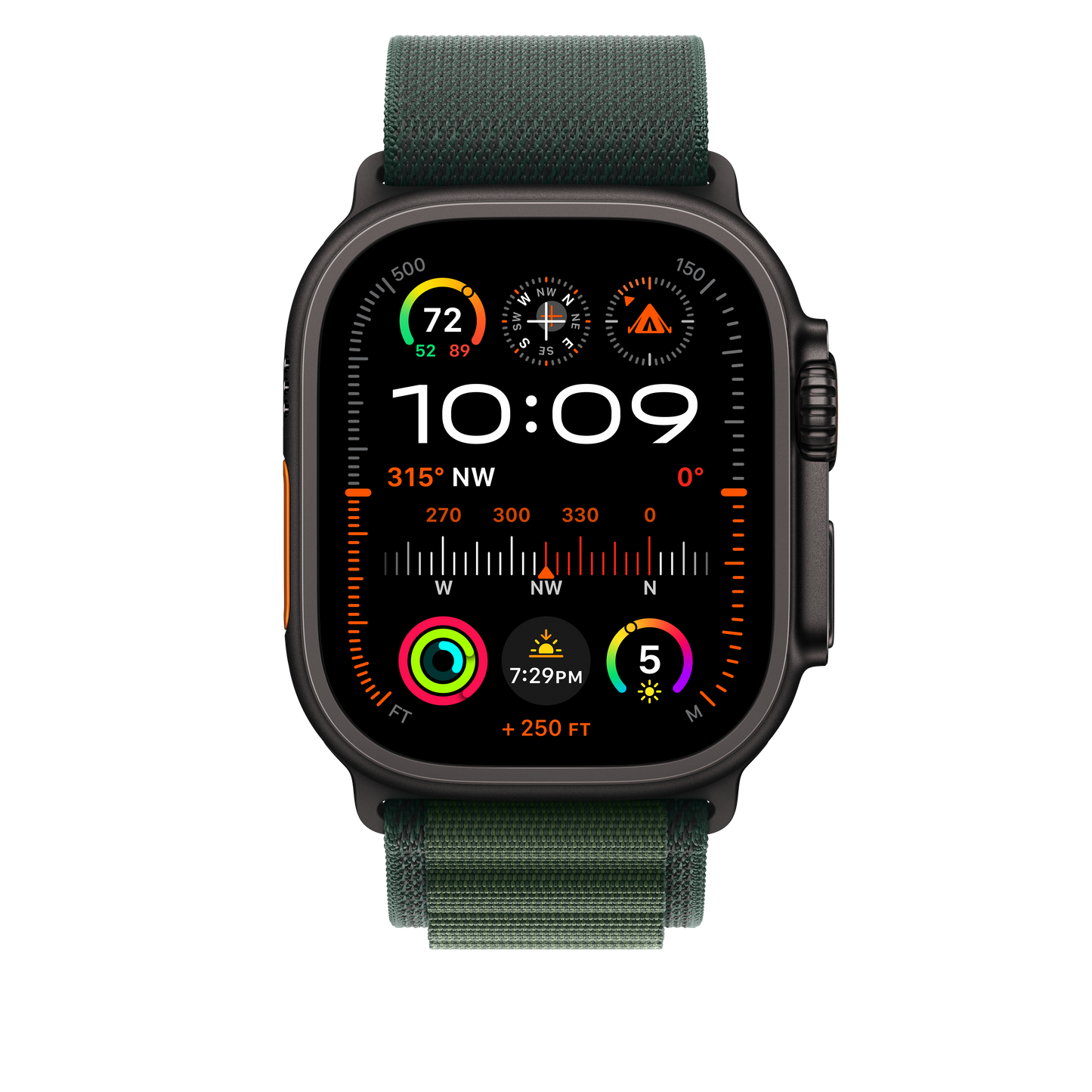 Apple Watch 49mm Alpin-Loop, dunkelgrün - small - Gehäusefarbe schwarz