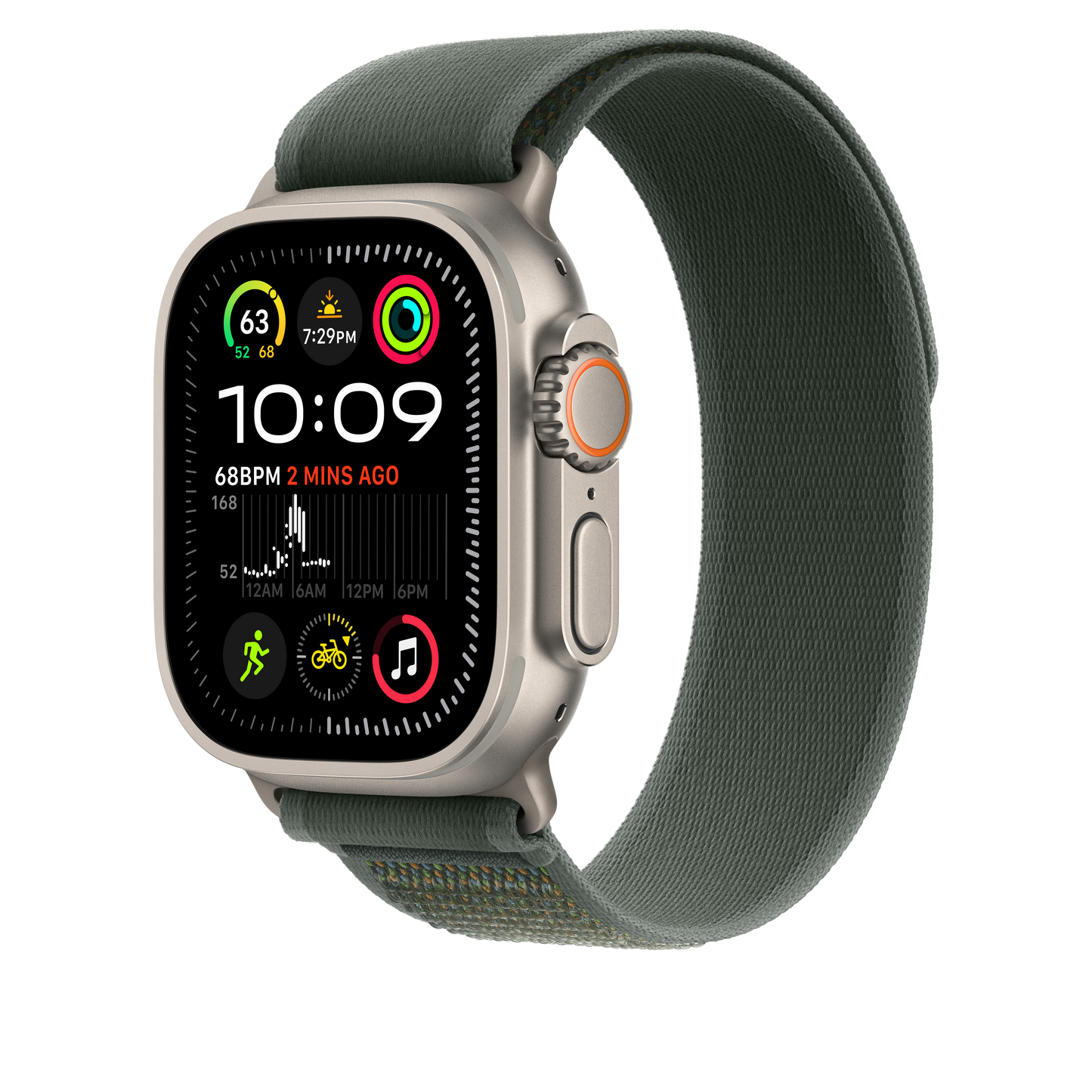 Apple Watch 49mm Trail-Loop, grün - S/M - Gehäusefarbe natur