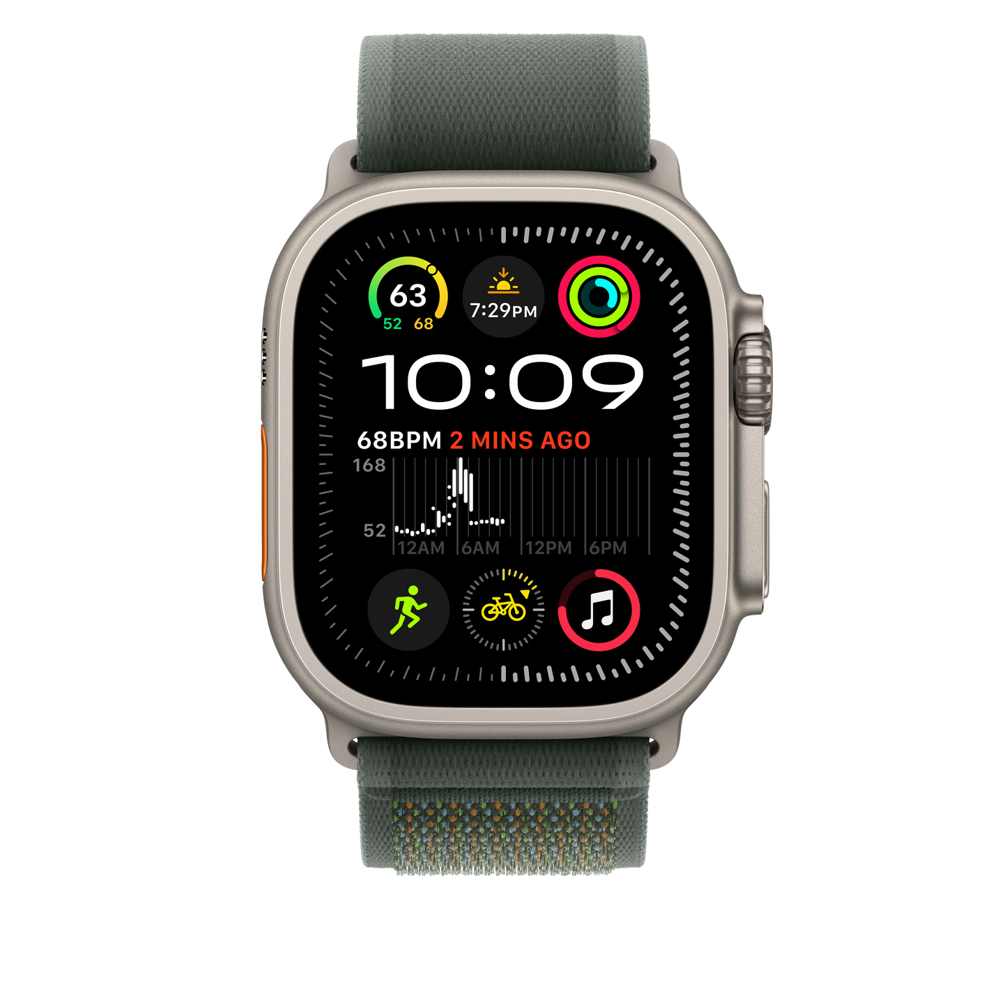 Apple Watch 49mm Trail-Loop, grün - S/M - Gehäusefarbe natur