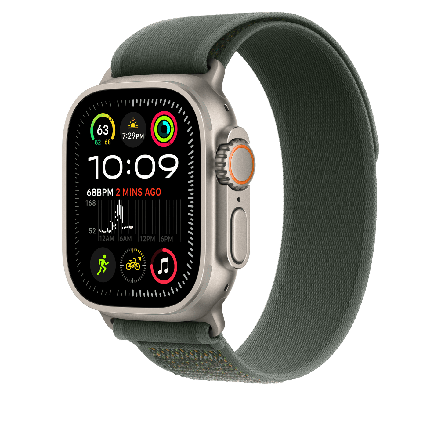 Apple Watch 49mm Trail-Loop, grün - M/L - Gehäusefarbe natur