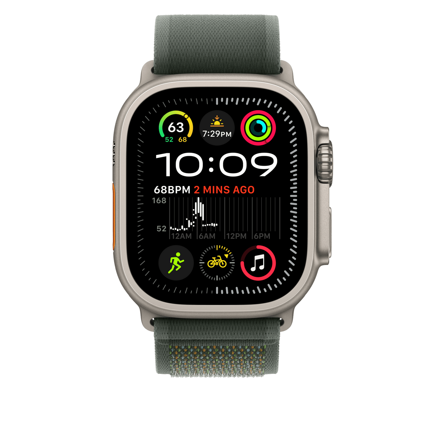 Apple Watch 49mm Trail-Loop, grün - M/L - Gehäusefarbe natur