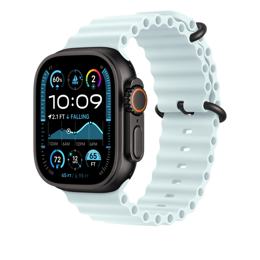 Apple Watch 49mm Verlängerung Ocean-Armband, kristallblau - Gehäusefarbe schwarz