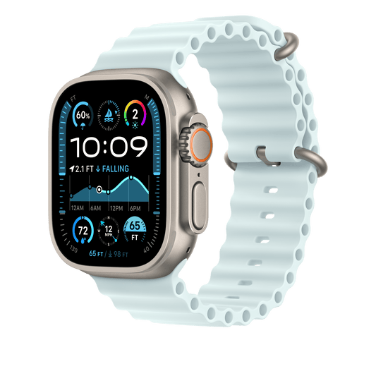 Apple Watch 49mm Verlängerung Ocean-Armband, kristallblau - Gehäusefarbe natur