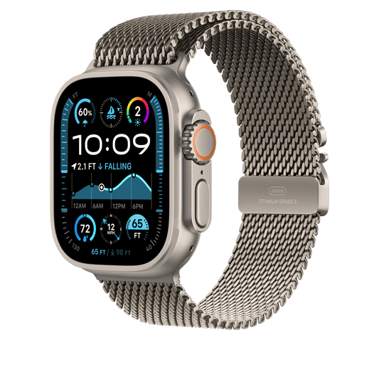 Apple Watch 49mm Milanaise Armband, Titan natur - large