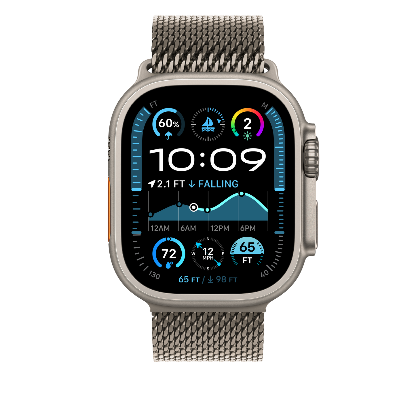 Apple Watch 49mm Milanaise Armband, Titan natur - large