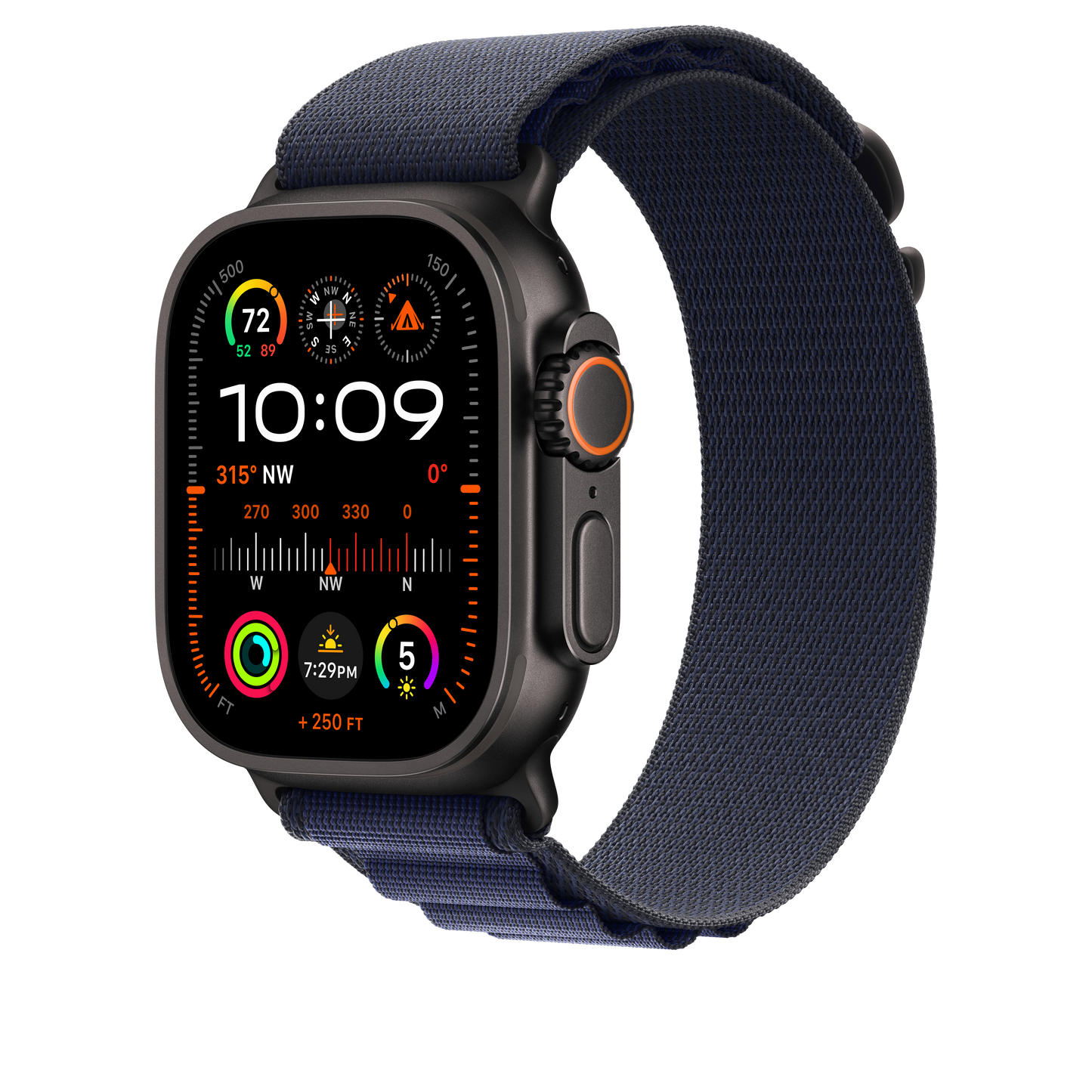 Apple Watch 49mm Alpin-Loop, marine - large - Gehäusefarbe schwarz