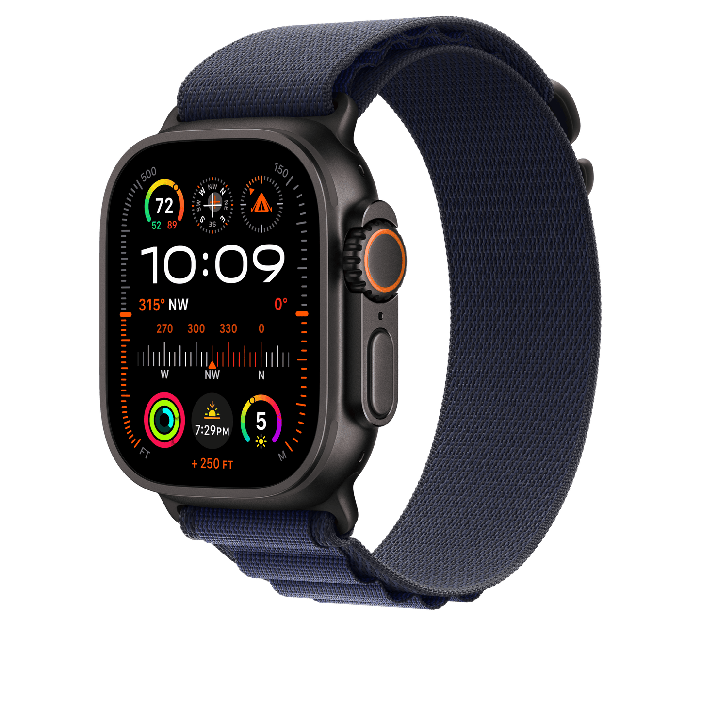 Apple Watch 49mm Alpin-Loop, marine - large - Gehäusefarbe schwarz