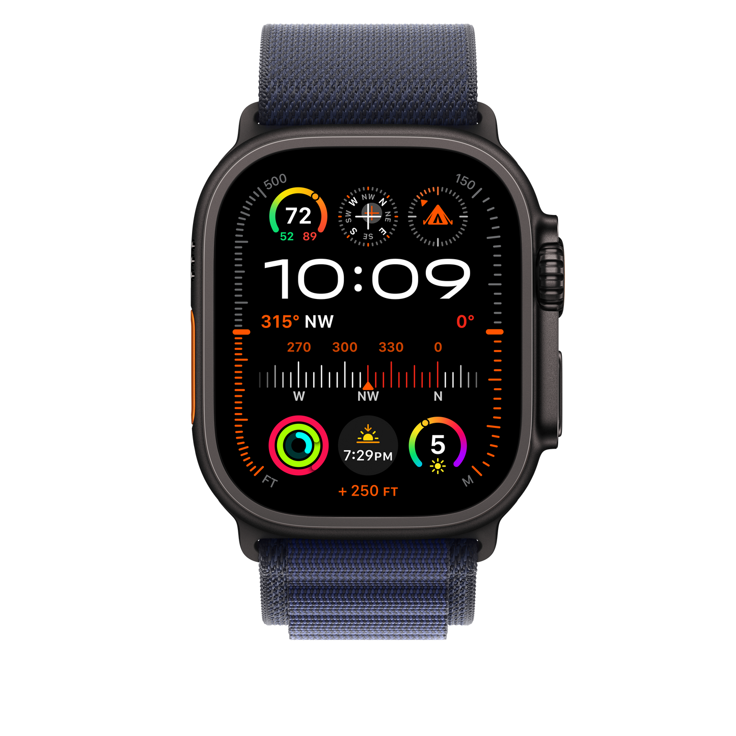 Apple Watch 49mm Alpin-Loop, marine - large - Gehäusefarbe schwarz