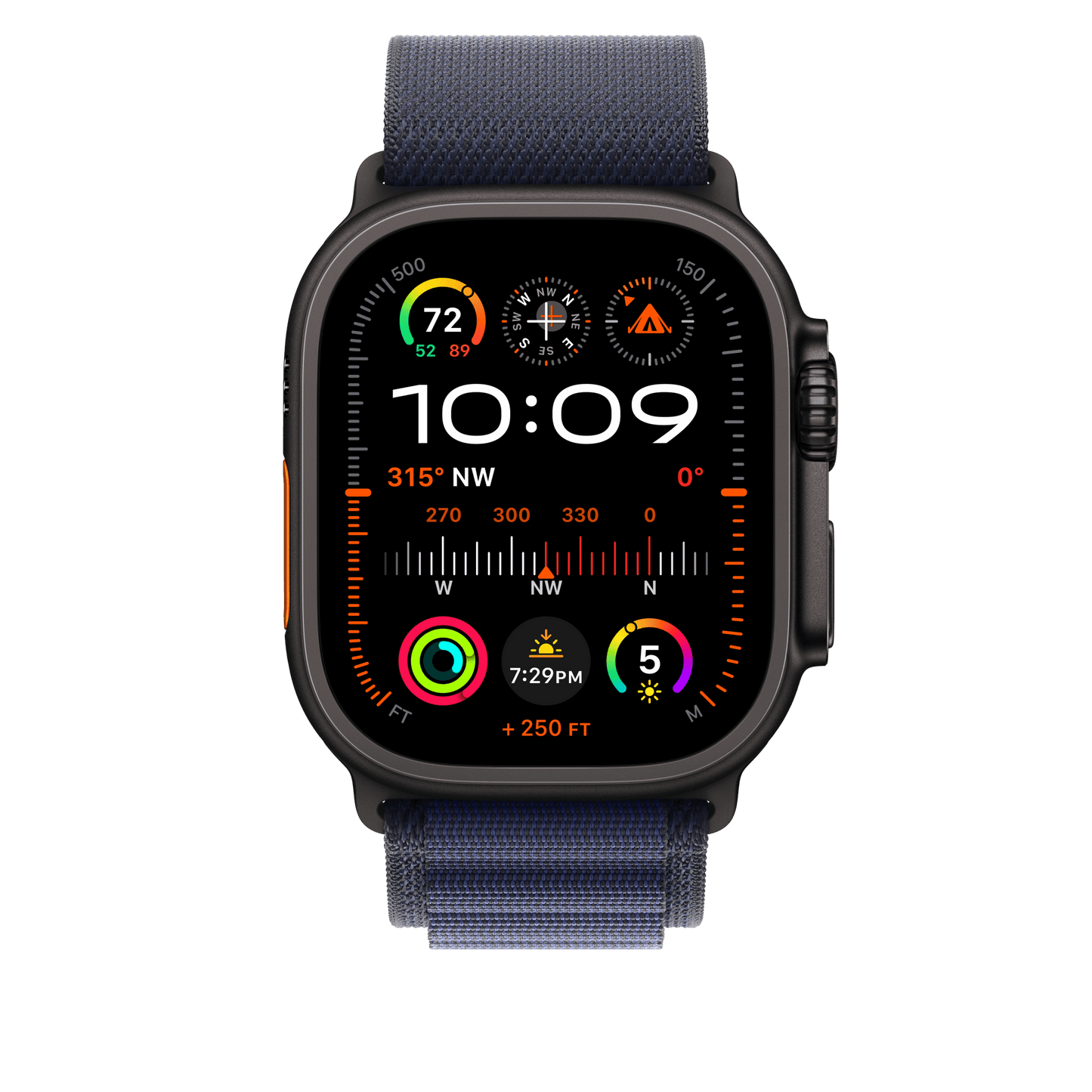 Apple Watch 49mm Alpin-Loop, marine - large - Gehäusefarbe schwarz