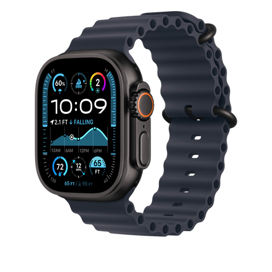 Apple Watch 49mm Verlängerung Ocean-Armband, blau - Gehäusefarbe schwarz