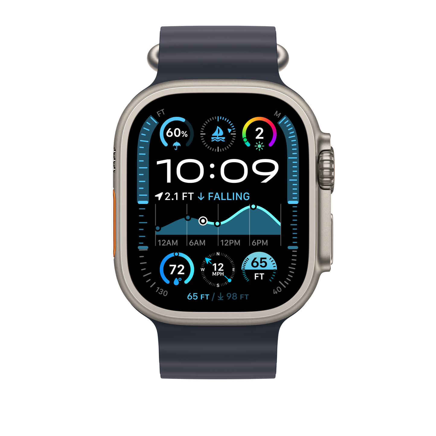 Apple Watch 49mm Verlängerung Ocean-Armband, blau - Gehäusefarbe natur