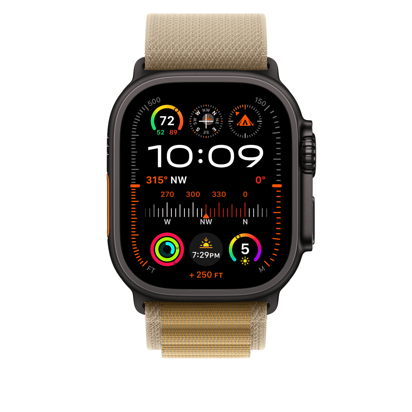 Apple Watch 49mm Alpin-Loop, mandel - large - Gehäusefarbe schwarz