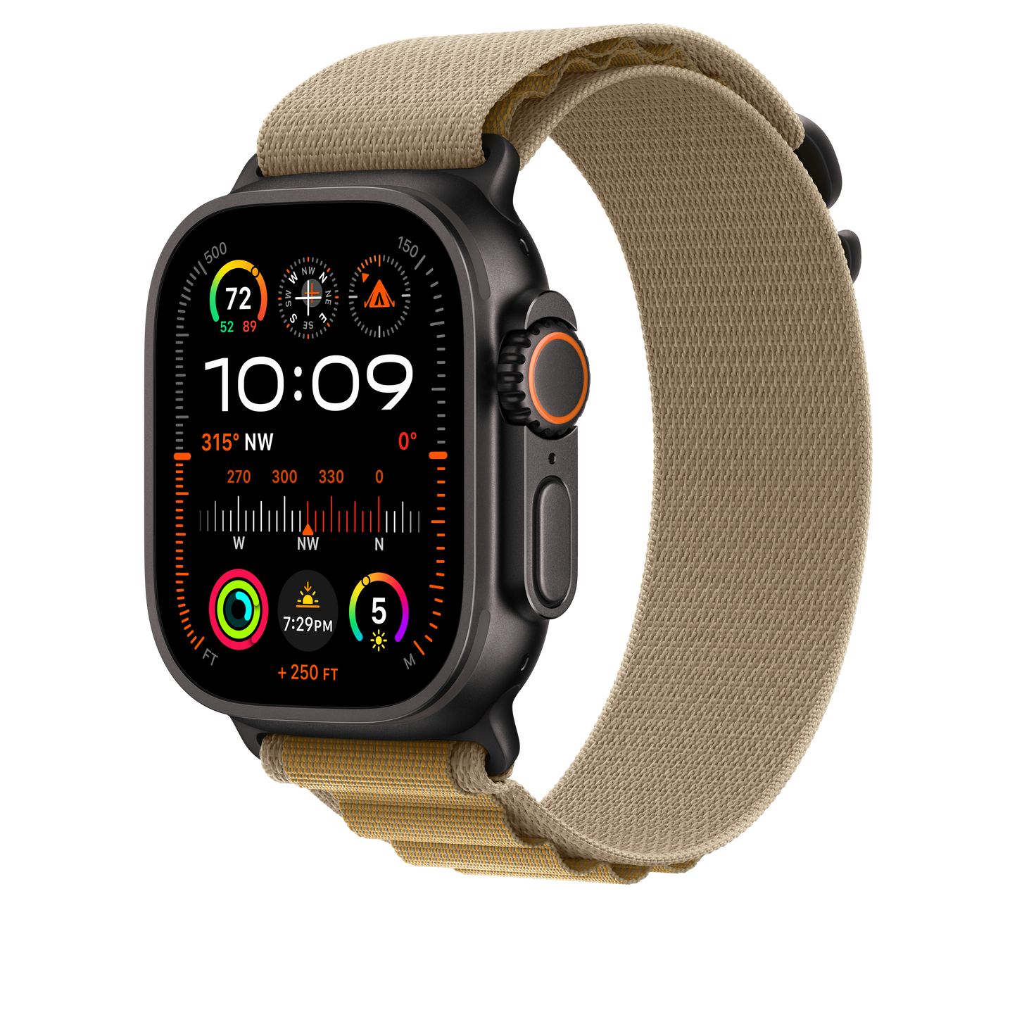 Apple Watch 49mm Alpin-Loop, mandel - small - Gehäusefarbe schwarz