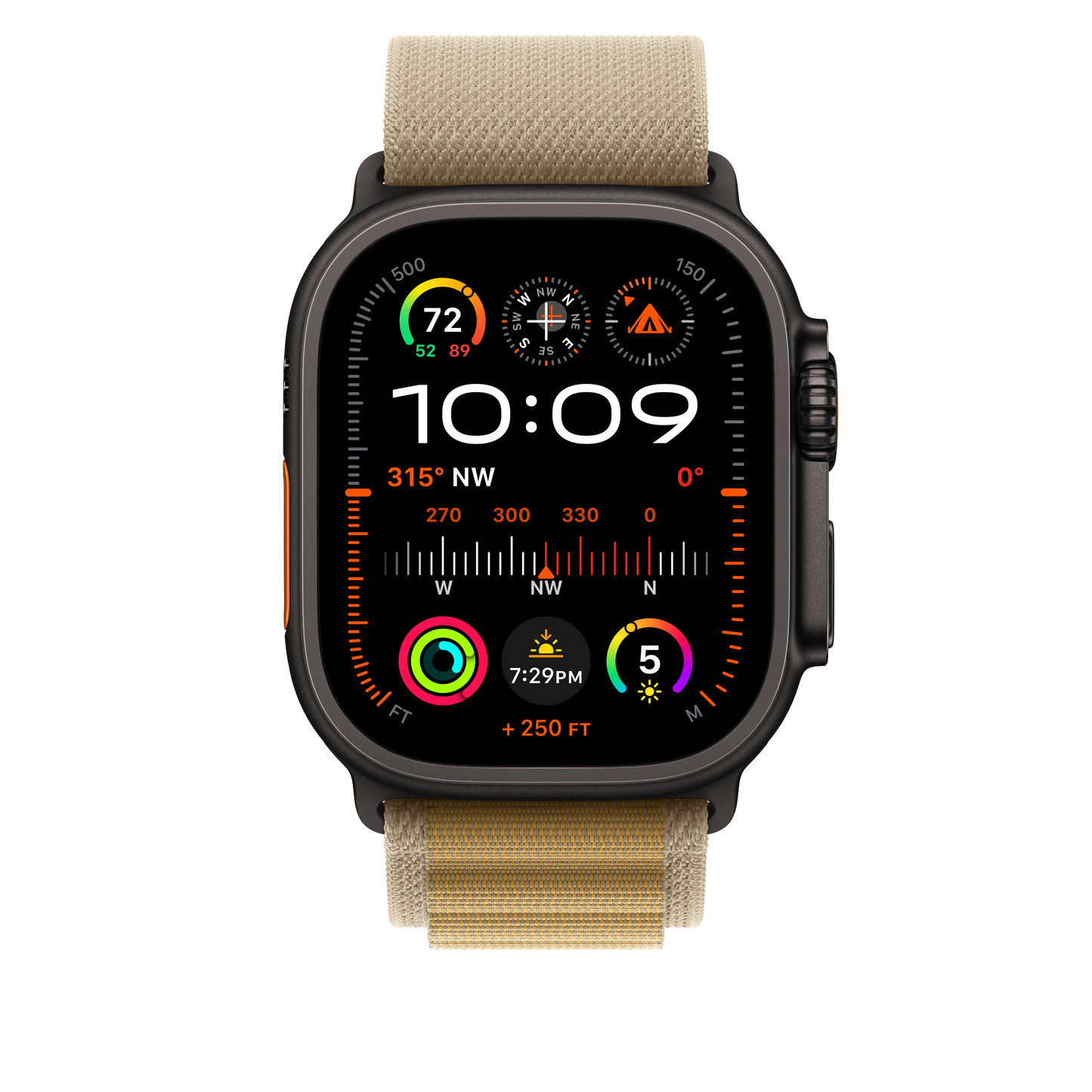 Apple Watch 49mm Alpin-Loop, mandel - small - Gehäusefarbe schwarz