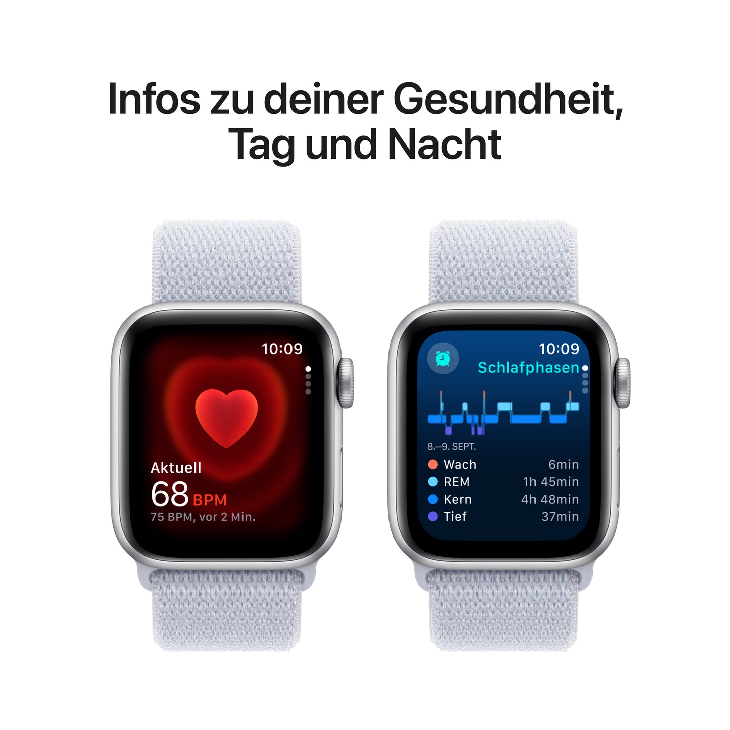 Apple Watch SE GPS + Cellular, Aluminium silber, 40mm mit Sport-Loop, wolkenblau