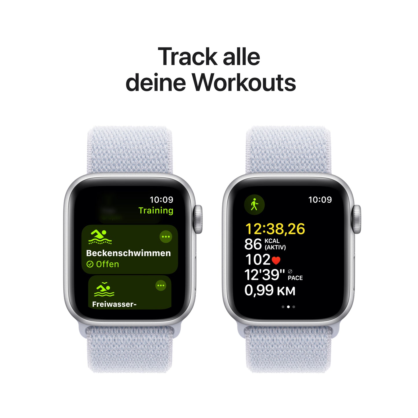 Apple Watch SE GPS + Cellular, Aluminium silber, 40mm mit Sport-Loop, wolkenblau
