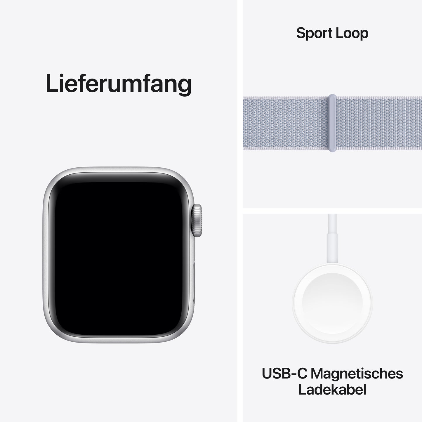 Apple Watch SE GPS + Cellular, Aluminium silber, 40mm mit Sport-Loop, wolkenblau