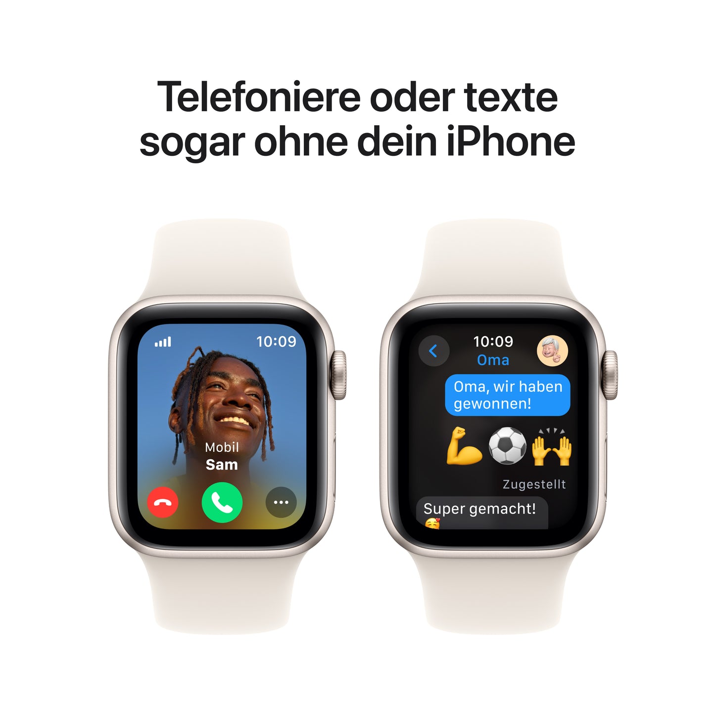 Apple Watch SE GPS + Cellular, Aluminium polarstern, 40mm mit Sportarmband, polarstern - M/L