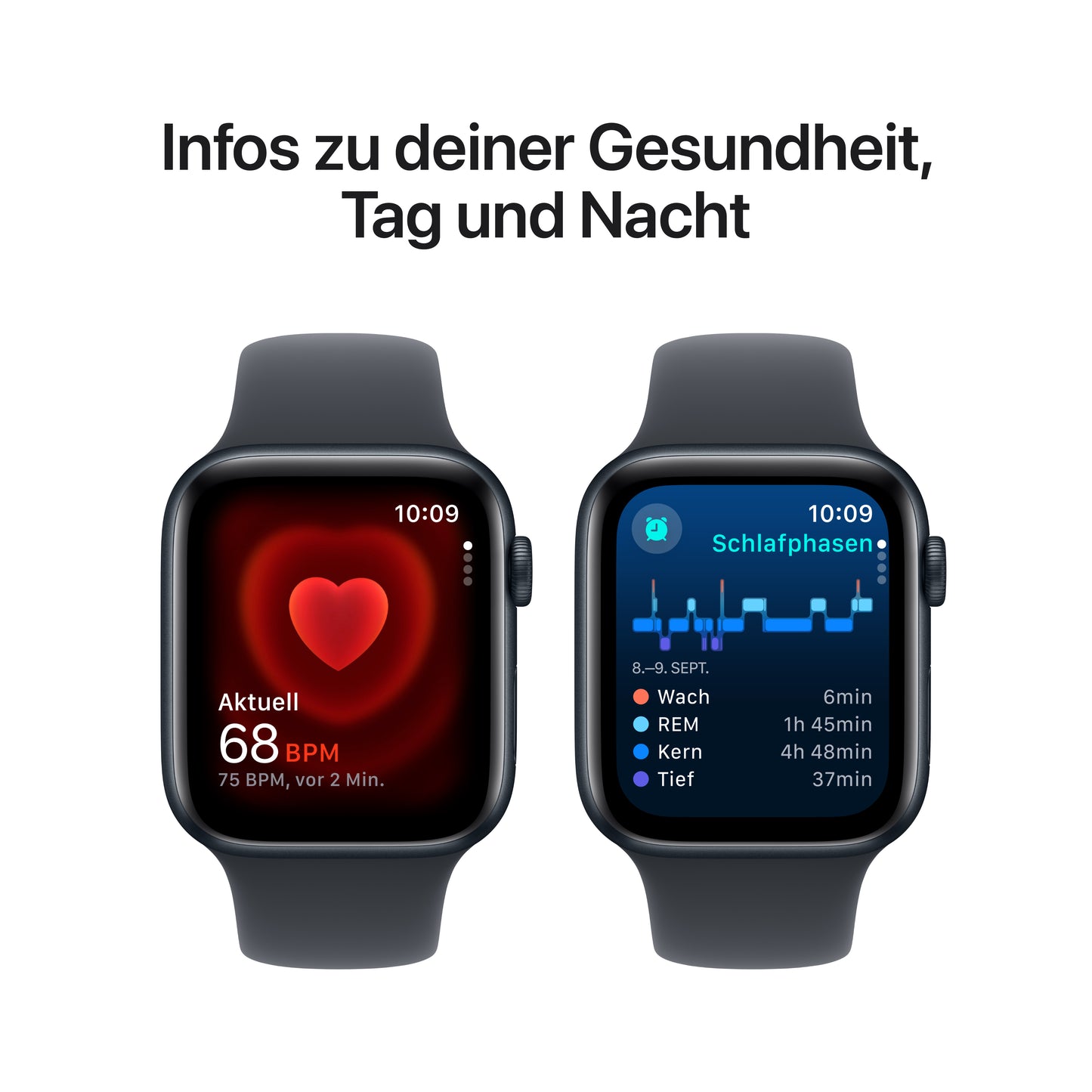 Apple Watch SE GPS + Cellular, Aluminium mitternacht, 44mm mit Sportarmband, mitternacht - S/M