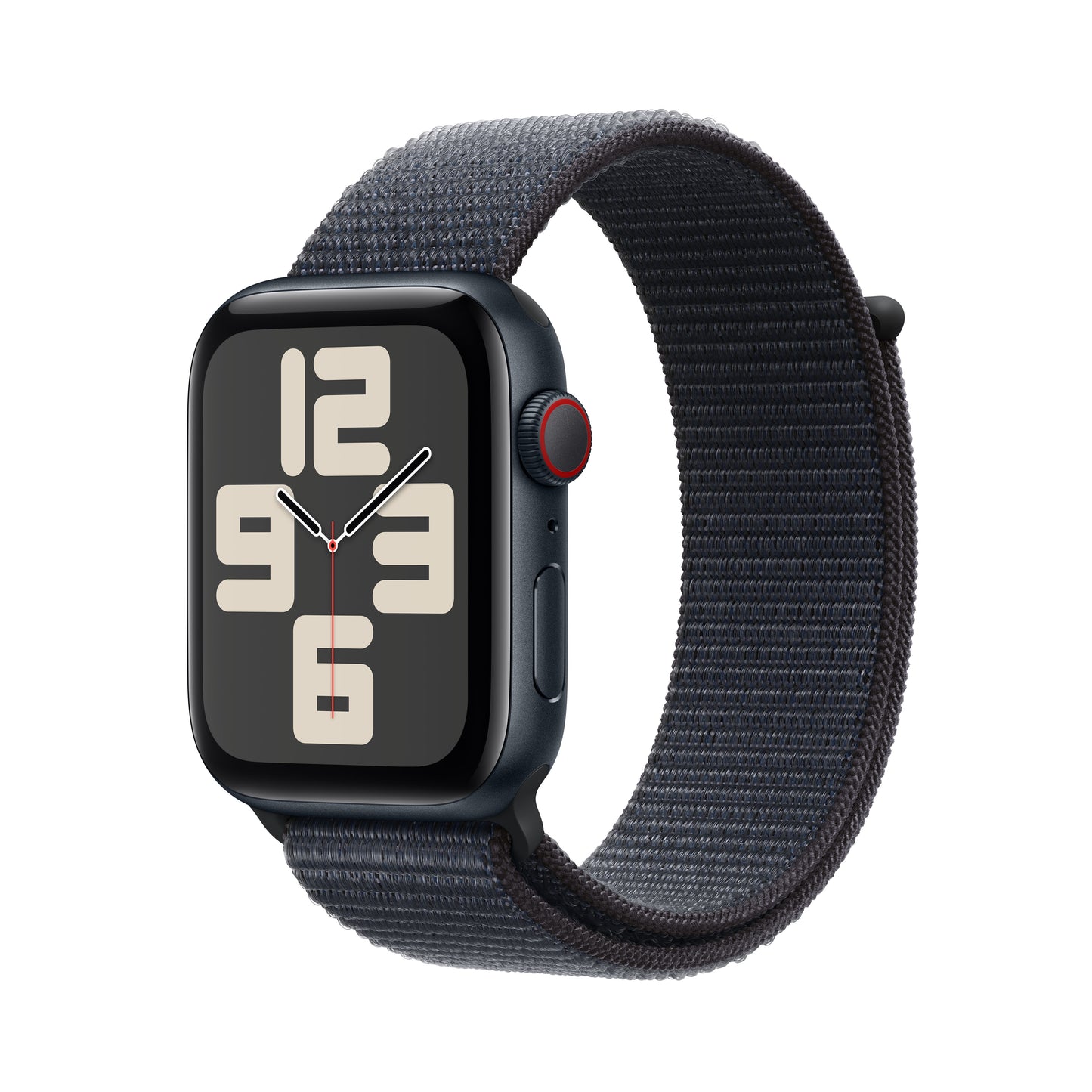 Apple Watch SE GPS + Cellular, Aluminium mitternacht, 44mm mit Sport-Loop, tinte