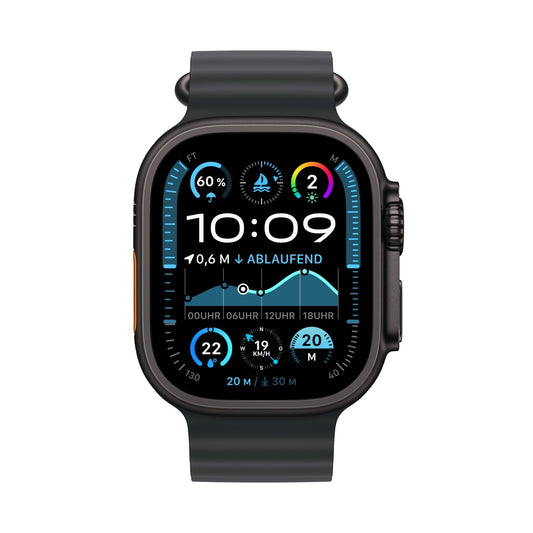 Apple Watch Ultra 2 GPS + Cellular, Titan schwarz, 49mm mit Ocean-Armband, schwarz