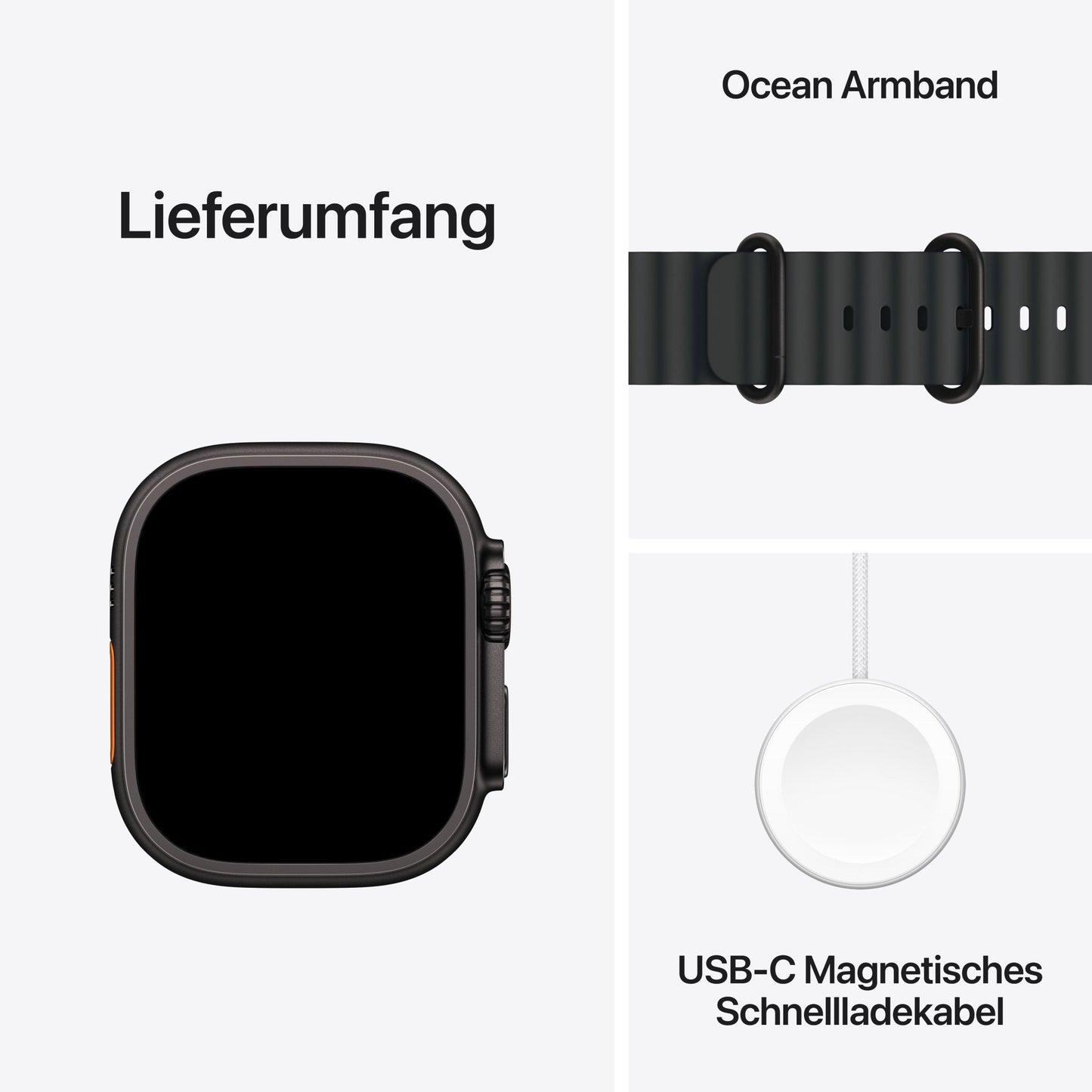 Apple Watch Ultra 2 GPS + Cellular, Titan schwarz, 49mm mit Ocean-Armband, schwarz