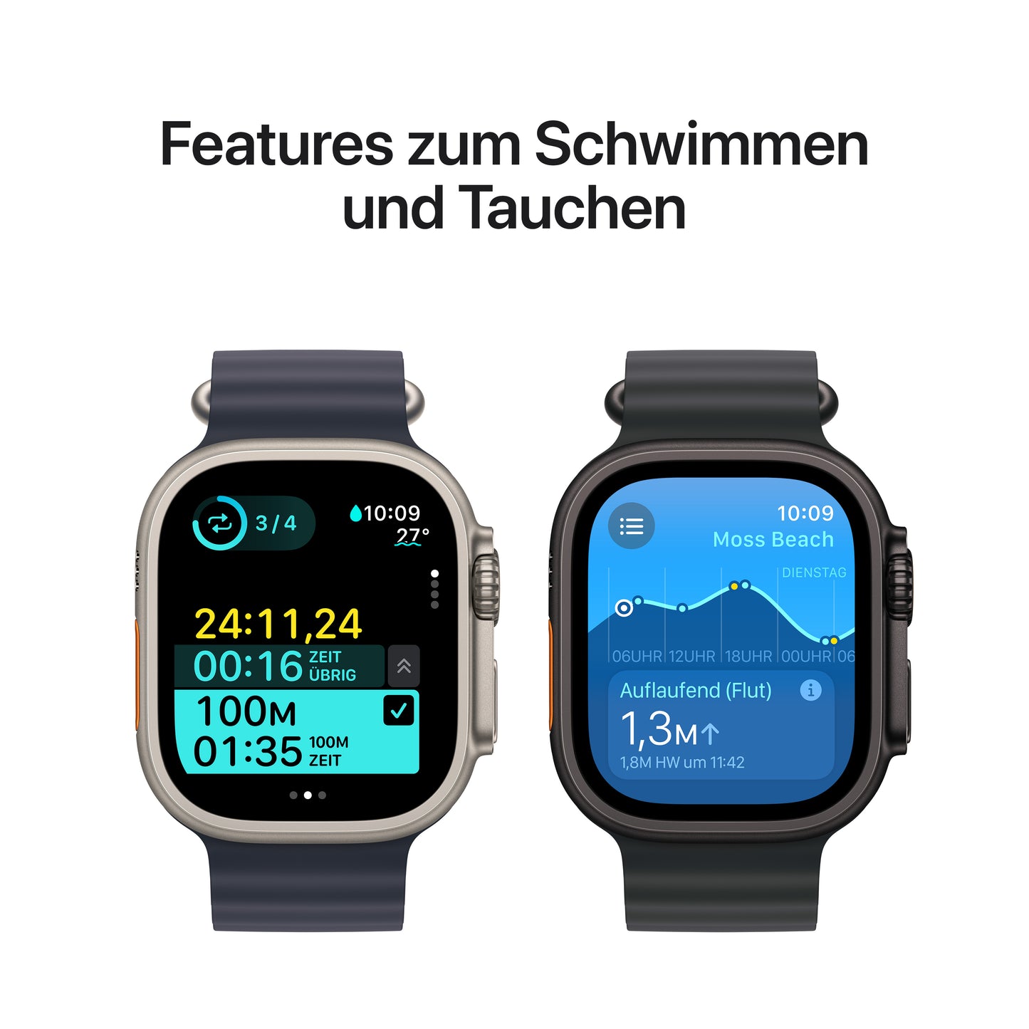 Apple Watch Ultra 2 GPS + Cellular, Titan schwarz, 49mm mit Trail-Armband, schwarz - S/M
