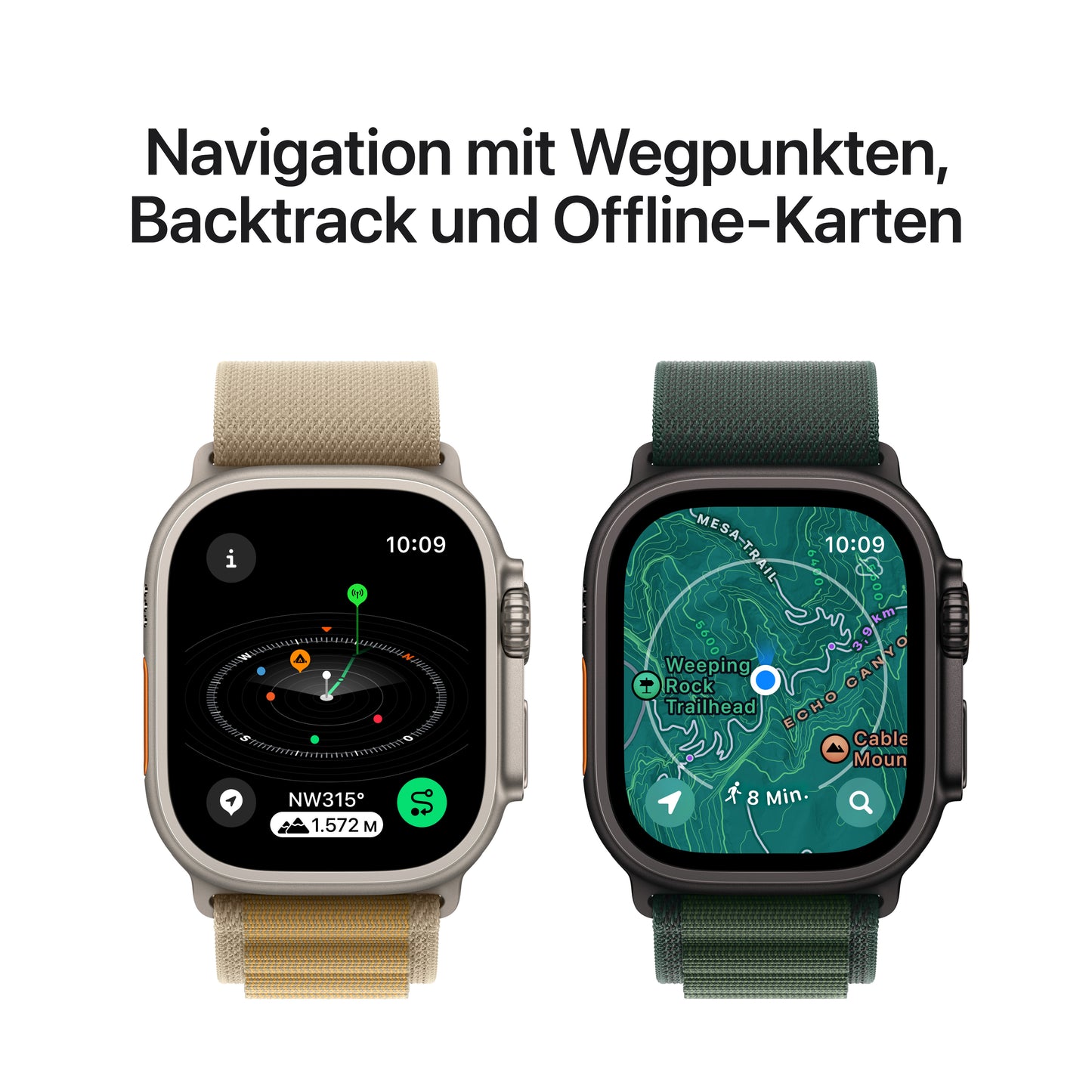 Apple Watch Ultra 2 GPS + Cellular, Titan schwarz, 49mm mit Trail-Armband, schwarz - S/M