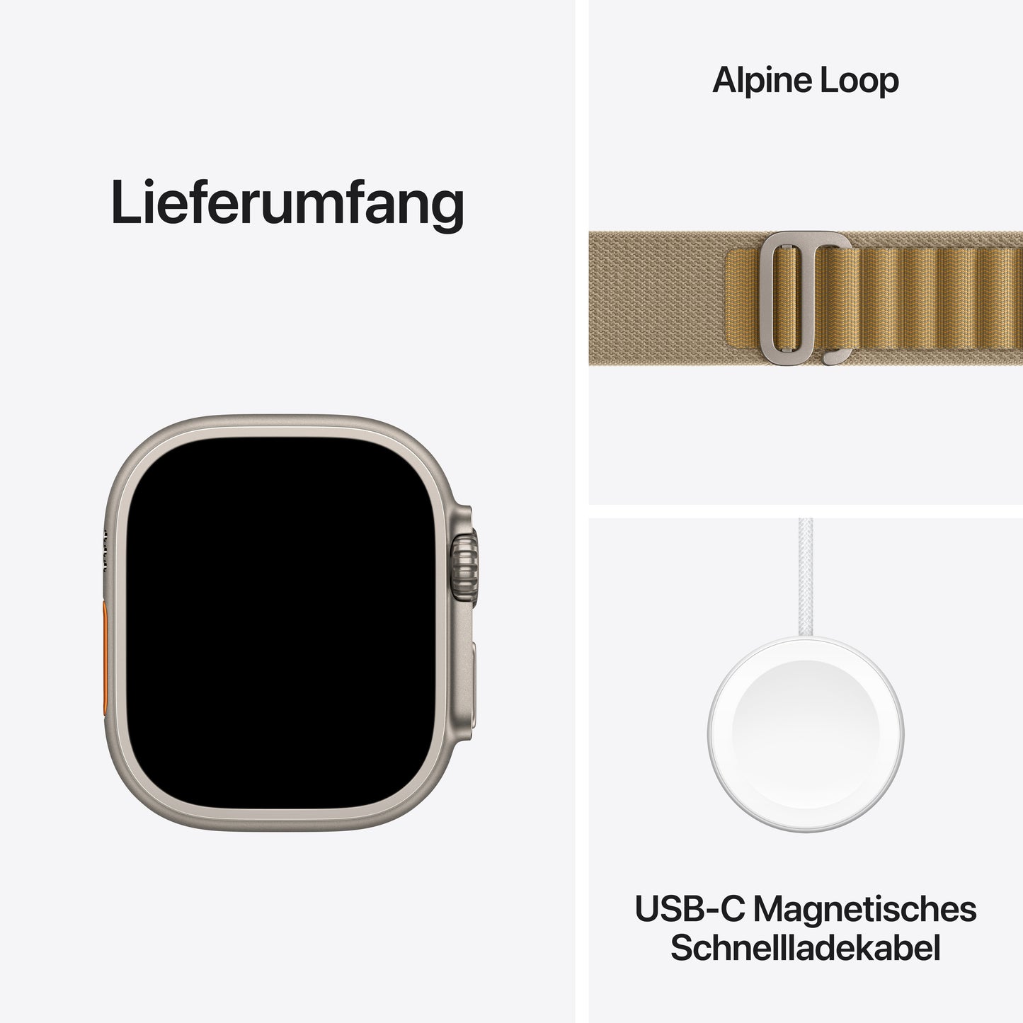 Apple Watch Ultra 2 GPS + Cellular, Titan natur, 49mm mit Alpin-Armband, sand - medium