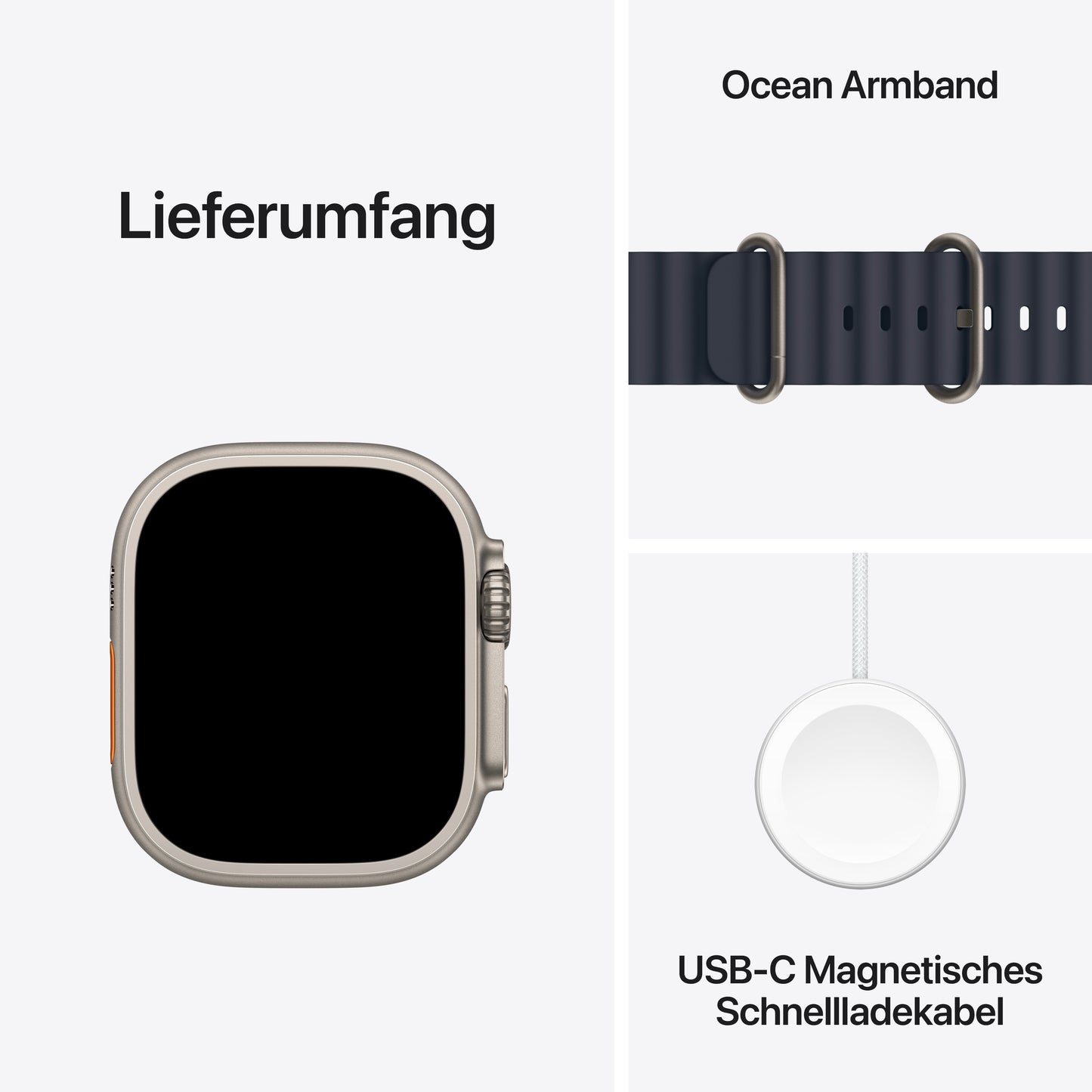 Apple Watch Ultra 2 GPS + Cellular, Titan natur, 49mm mit Ocean-Armband, Navy