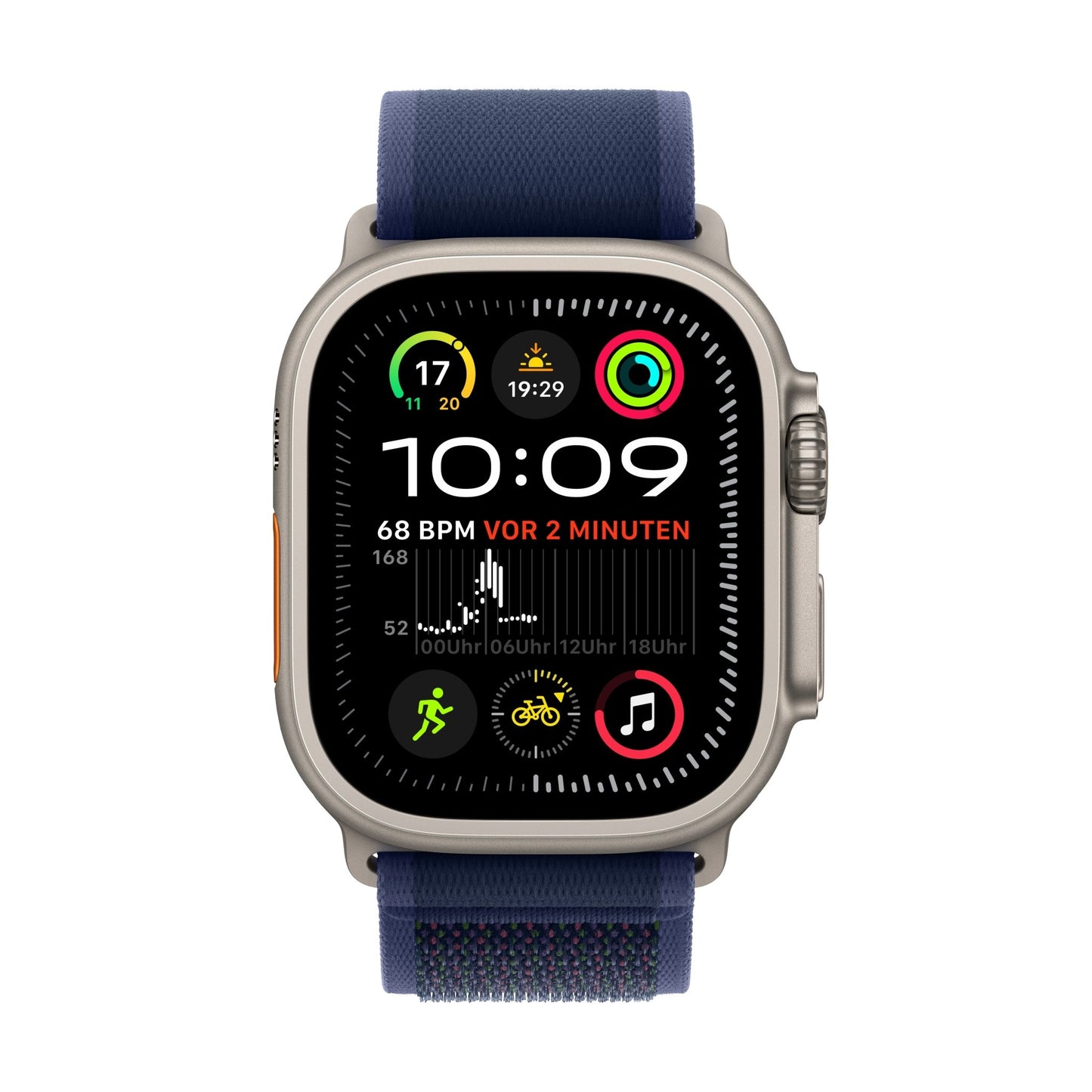 Apple Watch Ultra 2 GPS + Cellular, Titan natur, 49mm mit Trail-Armband, blau - S/M