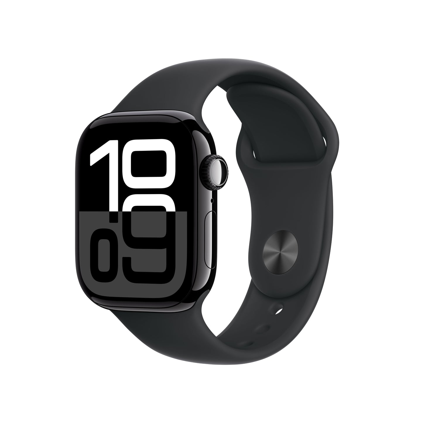 Apple Watch Series 10 GPS, Aluminium diamantschwarz, 42mm mit Sportarmband, schwarz - M/L