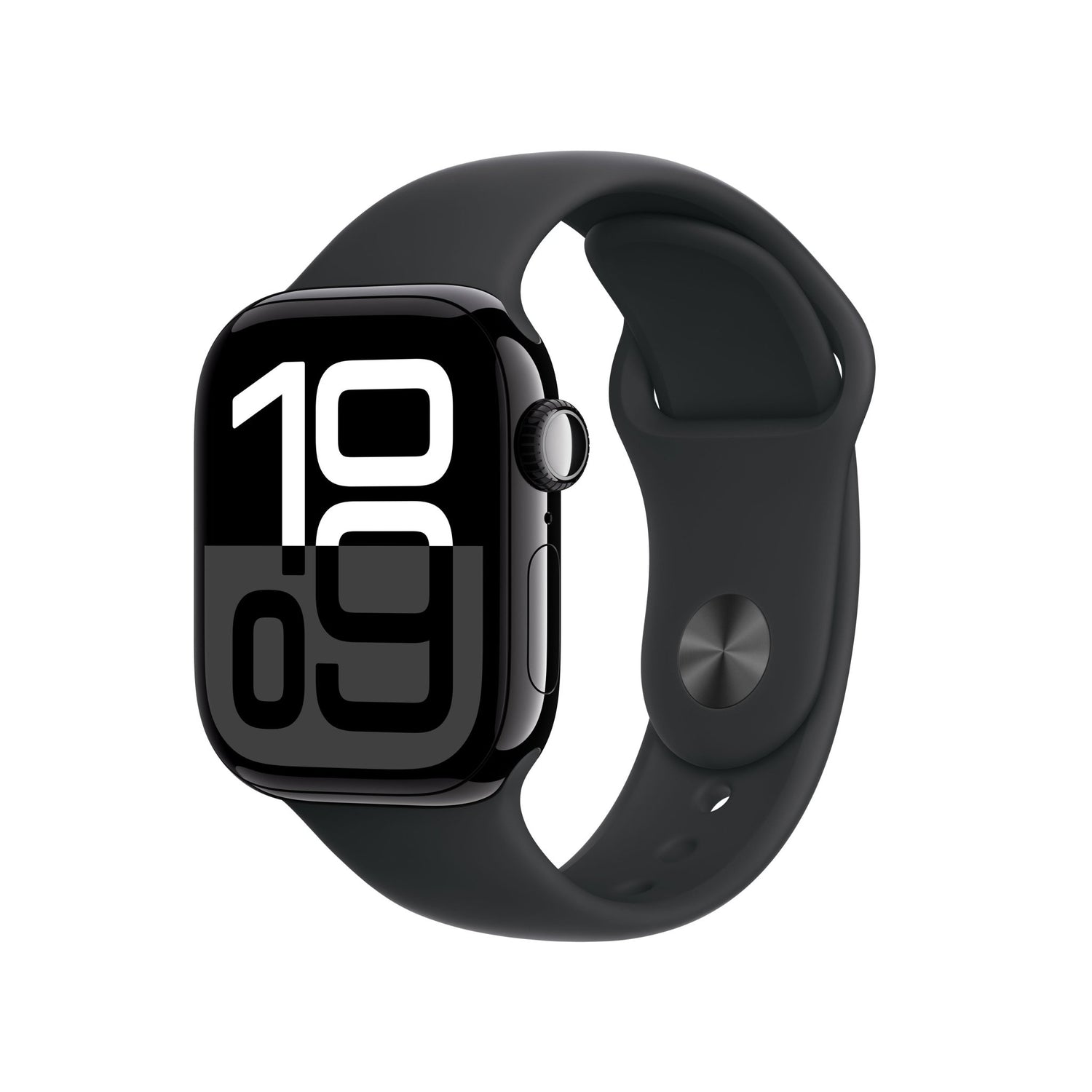 Apple Watch Series 10 GPS, Aluminium diamantschwarz, 42mm mit Sportarmband, schwarz - S/M